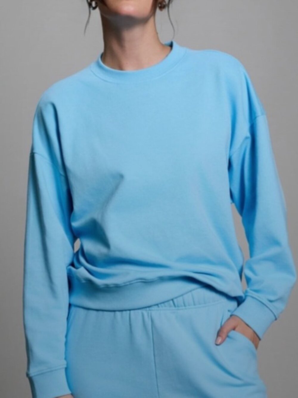 NWT‎ YEAR OF OURS Size M/L Blue Cotton Lounge Crewneck Sweatshirt